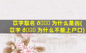 苡字取名 🕊 为什么是凶(苡字 🐞 为什么不能上户口)